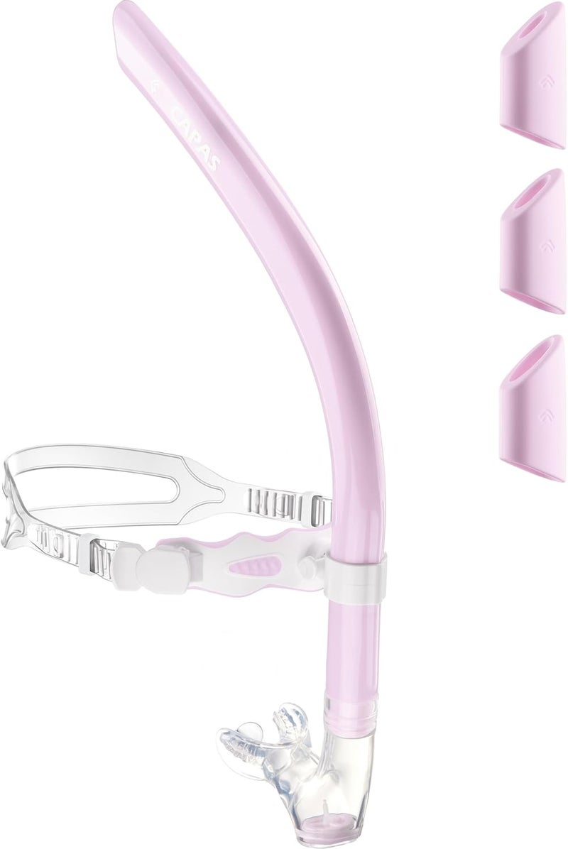 Capas Training Swim Snorkel for Lap Swimming, Swivel Headband Ultimate Fit Center-Mount Swimmers Snorkel with Liquid Silicone Mouthpiece Adjustable Strap, Designed for Adult Men Women - Image 1